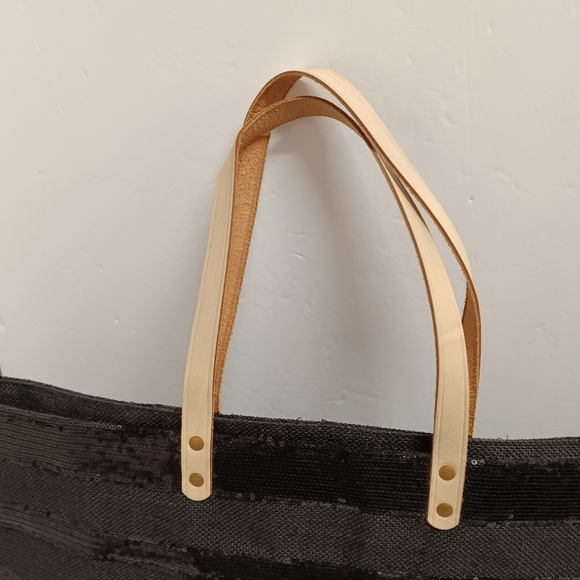 Sequin Muche et Muchette Large Black Sequin & Burlap Tote - Picture 8 of 11